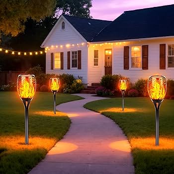 Walensee Solar Tiki Torches with Flickering Flame,96 LED